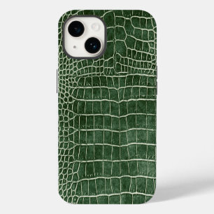 Green Faux Crocodile iPhone 14 Case
