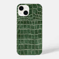 Green Faux Crocodile Leather