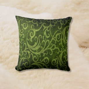 Green Faux Embossed Swirl Leather Cushion