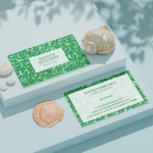 Green Faux Glitter And Sparkles Business Card