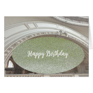 Green Faux Glitter Architectural Birthday Card