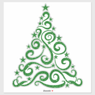 Green Faux Glitter   Christmas Swirl Tree