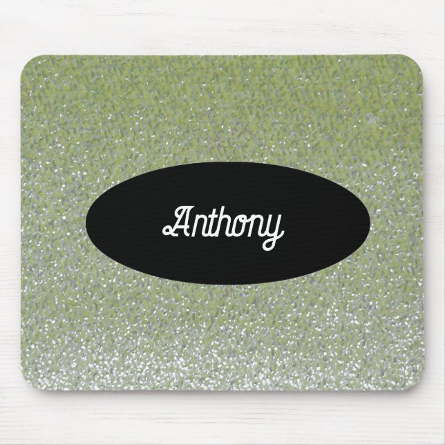 Green Faux Glitter Custom Name Mousepad (Front)