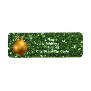 Green Faux Glitter Gold Ball Ornament