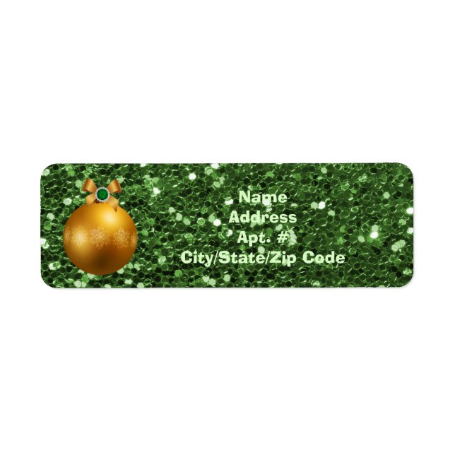 Green Faux Glitter Gold Ball Ornament (Front)