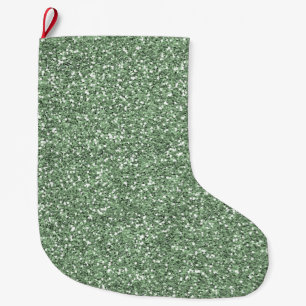 Green Faux Glitter Large Christmas Stocking