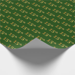 Green, Faux Gold 15th (Fifteenth) Event Wrapping Paper