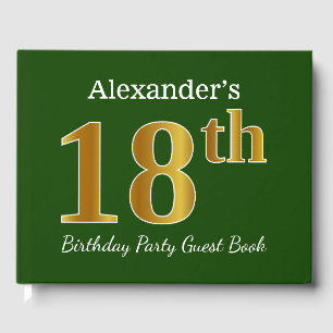 Green, Faux Gold 18th Birthday Party + Custom Name Guest Book