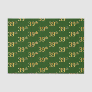 Green, Faux Gold 39th (Thirty-Ninth) Event Tissue Paper