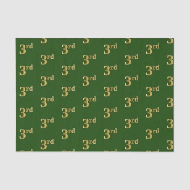 Green, Faux Gold 3rd (Third) Event Tissue Paper (Front)