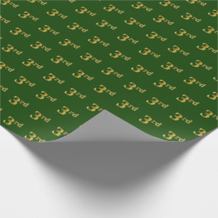 Green, Faux Gold 3rd (Third) Event Wrapping Paper