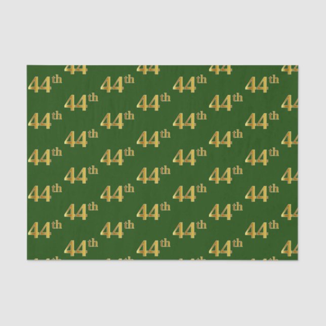Green, Faux Gold 44th (Forty-Fourth) Event Tissue Paper (Front)