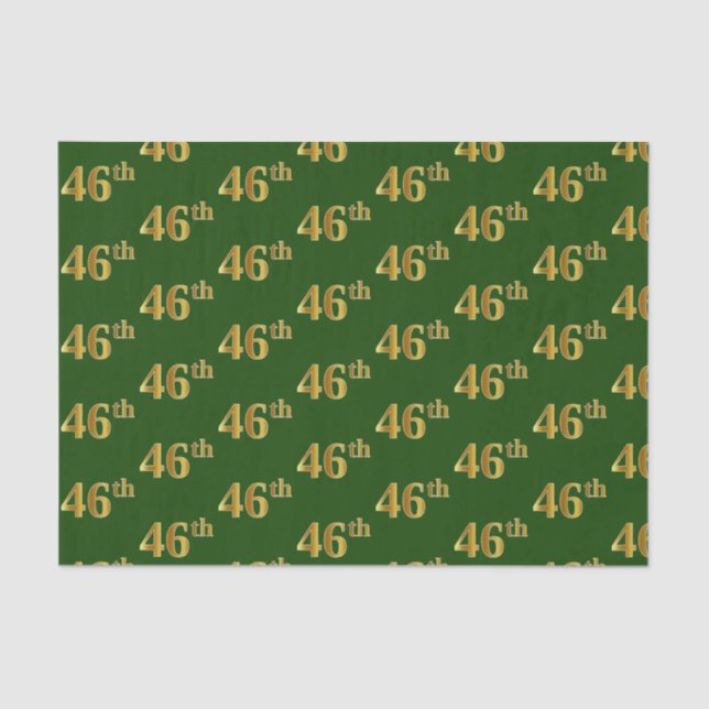Green, Faux Gold 46th (Forty-Sixth) Event Tissue Paper (Front)