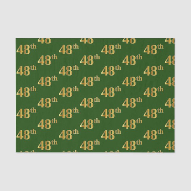 Green, Faux Gold 48th (Forty-Eighth) Event Tissue Paper (Front)