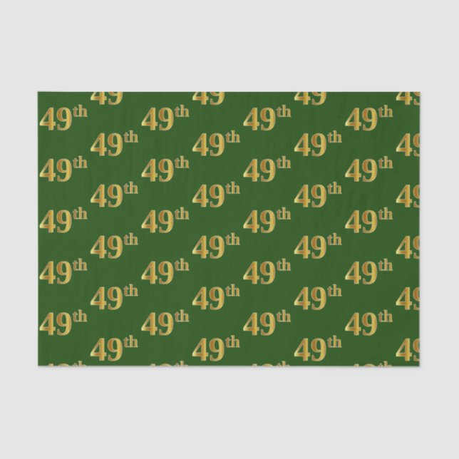 Green, Faux Gold 49th (Forty-Ninth) Event Tissue Paper (Front)