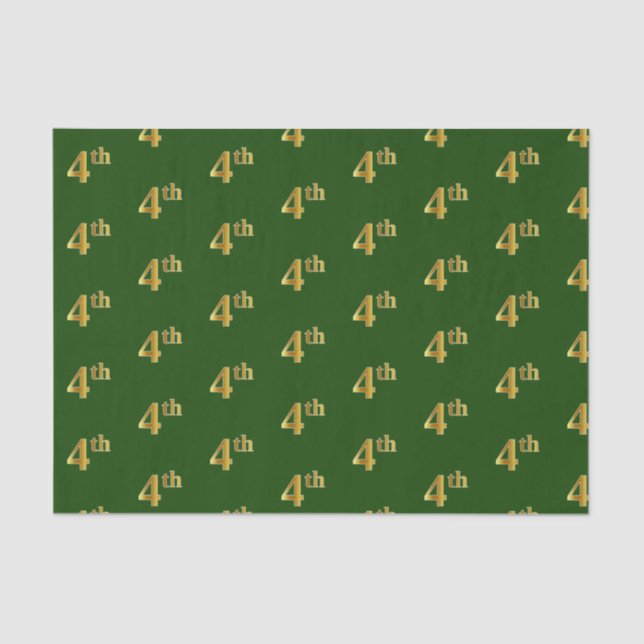 Green, Faux Gold 4th (Fourth) Event Tissue Paper (Front)