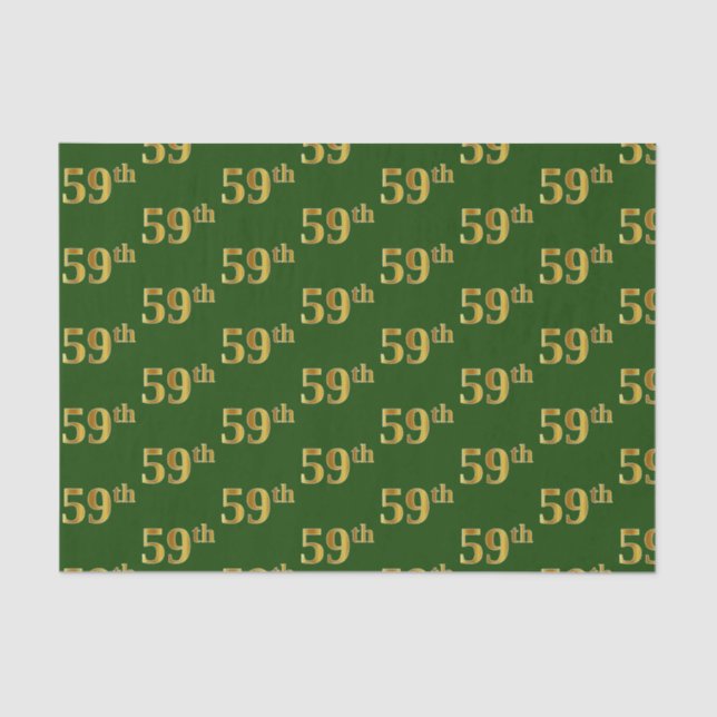 Green, Faux Gold 59th (Fifty-Ninth) Event Tissue Paper (Front)