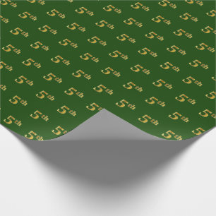 Green, Faux Gold 5th (Fifth) Event Wrapping Paper