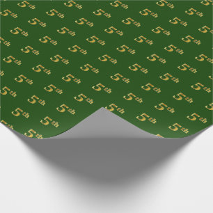 Green, Faux Gold 5th (Fifth) Event Wrapping Paper