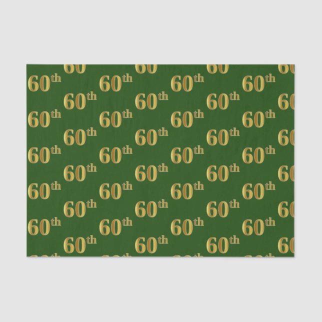 Green, Faux Gold 60th (Sixtieth) Event Tissue Paper (Front)