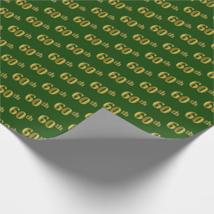 Green, Faux Gold 60th (Sixtieth) Event Wrapping Paper