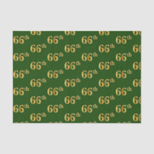 Green, Faux Gold 66th (Sixty-Sixth) Event Tissue Paper