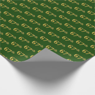 Green, Faux Gold 67th (Sixty-Seventh) Event Wrapping Paper