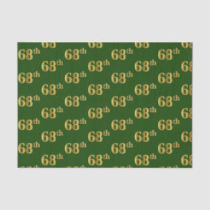 Green, Faux Gold 68th (Sixty-Eighth) Event Tissue Paper