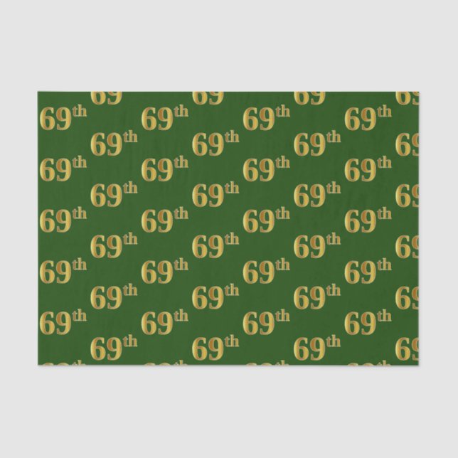 Green, Faux Gold 69th (Sixty-Ninth) Event Tissue Paper (Front)