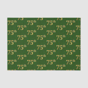 Green, Faux Gold 75th (Seventy-Fifth) Event Tissue Paper