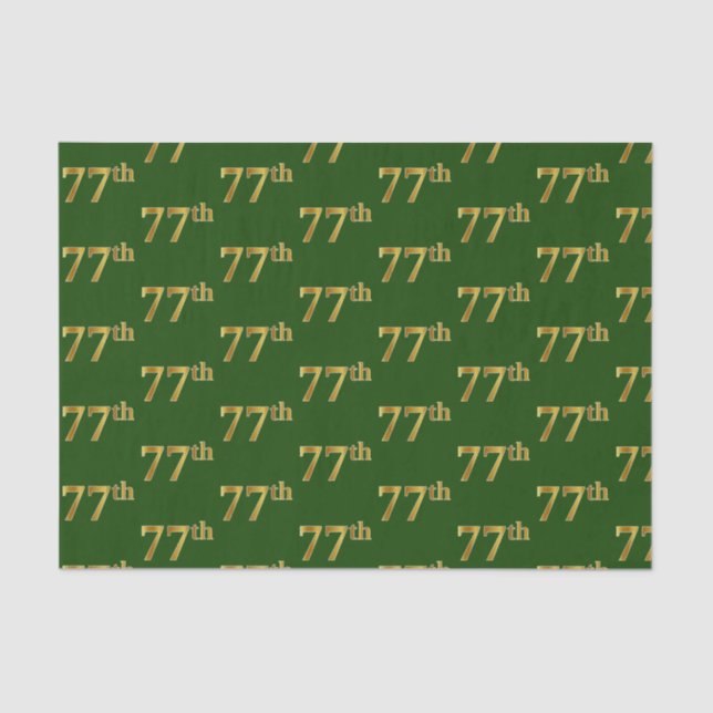 Green, Faux Gold 77th (Seventy-Seventh) Event Tissue Paper (Front)