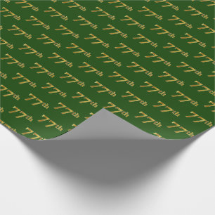 Green, Faux Gold 77th (Seventy-Seventh) Event Wrapping Paper