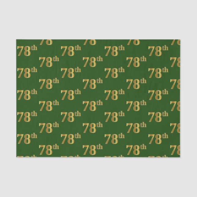 Green, Faux Gold 78th (Seventy-Eighth) Event Tissue Paper (Front)