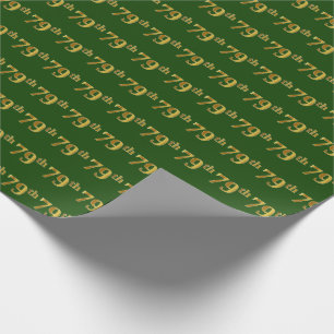 Green, Faux Gold 79th (Seventy-Ninth) Event Wrapping Paper