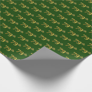 Green, Faux Gold 79th (Seventy-Ninth) Event Wrapping Paper