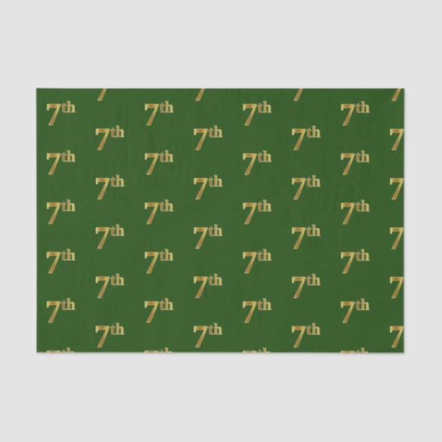 Green, Faux Gold 7th (Seventh) Event Tissue Paper (Front)