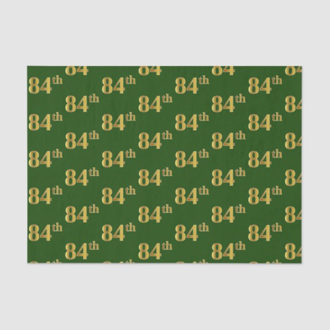 Green, Faux Gold 84th (Eighty-Fourth) Event Tissue Paper (Front)