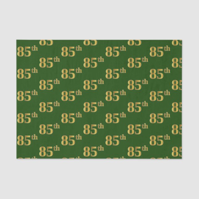 Green, Faux Gold 85th (Eighty-Fifth) Event Tissue Paper (Front)