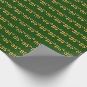 Green, Faux Gold 86th (Eighty-Sixth) Event Wrapping Paper