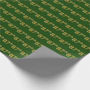 Green, Faux Gold 87th (Eighty-Seventh) Event Wrapping Paper