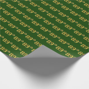 Green, Faux Gold 89th (Eighty-Ninth) Event Wrapping Paper
