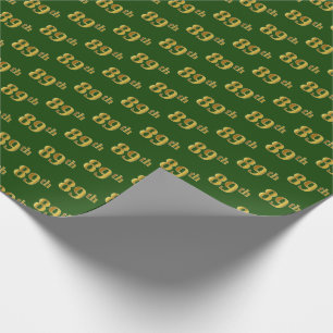 Green, Faux Gold 89th (Eighty-Ninth) Event Wrapping Paper