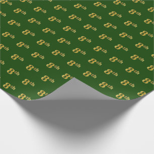 Green, Faux Gold 8th (Eighth) Event Wrapping Paper