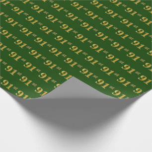Green, Faux Gold 91st (Ninety-First) Event Wrapping Paper