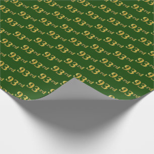 Green, Faux Gold 93rd (Ninety-Third) Event Wrapping Paper