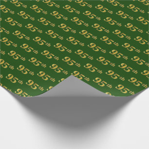 Green, Faux Gold 95th (Ninety-Fifth) Event Wrapping Paper