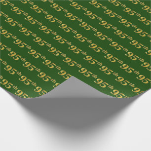 Green, Faux Gold 95th (Ninety-Fifth) Event Wrapping Paper