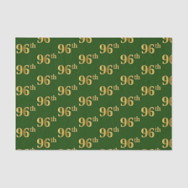 Green, Faux Gold 96th (Ninety-Sixth) Event Tissue Paper (Front)