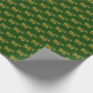 Green, Faux Gold 96th (Ninety-Sixth) Event Wrapping Paper