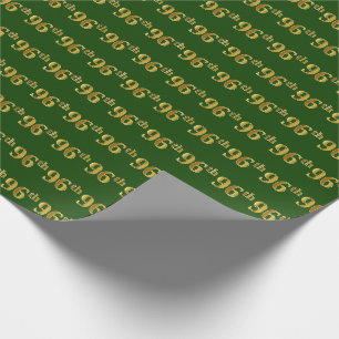 Green, Faux Gold 96th (Ninety-Sixth) Event Wrapping Paper